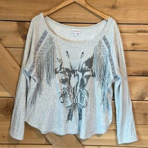 Shyanne by Boot Barn Graphic Sweatshirt with Skull and Fringe